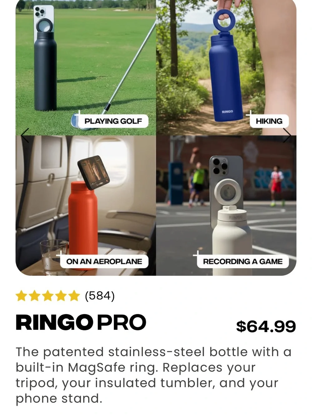 Ringo PRO Stainless Steel MagSafe Bottle - Silver